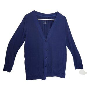 Cuddl Duds Flexwear Button Up Cardigan w/Pockets Blue Super Soft Size XS EUC